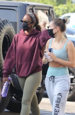 HAILEY BIEBER and JUSTINE SKYE Heading to Yoga Class in West Hollywood 10/07/2020