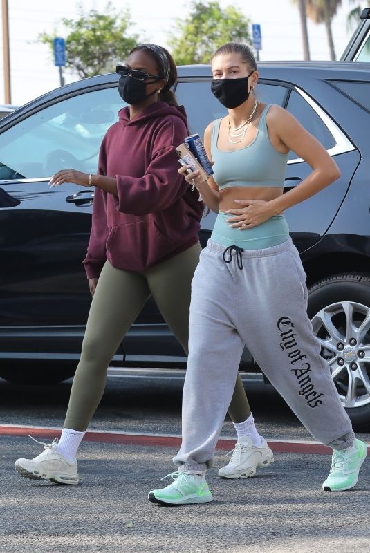 HAILEY BIEBER and JUSTINE SKYE Heading to Yoga Class in West Hollywood 10/07/2020