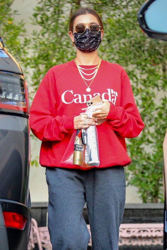 HAILEY BIEBER Arrives at a Salon in West Hollywood 10/01/2020