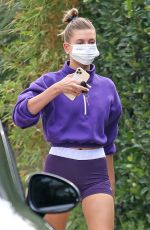 HAILEY BIEBER in a Purple Nike Gym Outfit Out in Beverly Hills 10/06/2020