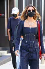 HAILEY BIEBER in Double Denim Leaves Her Apartment in New York 10/15/2020
