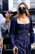 HAILEY BIEBER in Double Denim Leaves Her Apartment in New York 10/15/2020