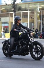 HALLE BERRY Driving Her Harley Davidson Bike Out in Beverly Hills 10/27/2020