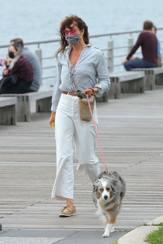HELENA CHRISTENSEN Out with Her Dog in New York 10/11/2020