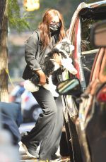 IMAN Out with Her Dog in New York 10/15/2020