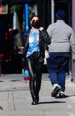 IRINA SHAYK in Leather Trousers Out in New York 10/14/2020