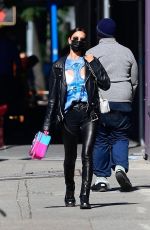IRINA SHAYK in Leather Trousers Out in New York 10/14/2020
