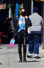 IRINA SHAYK in Leather Trousers Out in New York 10/14/2020