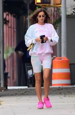 IRINA SHAYK in Tight Biker Shorts Out in New York 10/15/2020