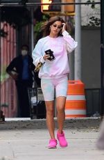 IRINA SHAYK in Tight Biker Shorts Out in New York 10/15/2020