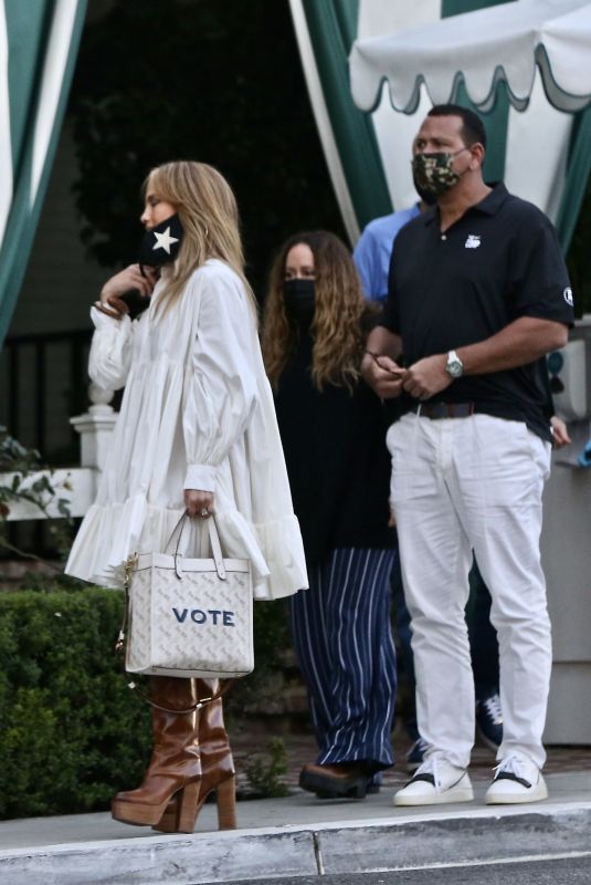 JENNIFER LOPEZ and Alex Rodriguez with Friends at San Vicente Bungalows 10/30/2020