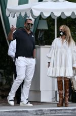 JENNIFER LOPEZ and Alex Rodriguez with Friends at San Vicente Bungalows 10/30/2020