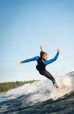 JULIANNE HOUGH Surfing in Wetsuit  - Instagram Photos 10/11/2020