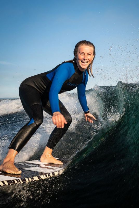 JULIANNE HOUGH Surfing in Wetsuit  - Instagram Photos 10/11/2020
