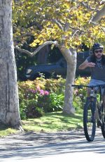 KATE HUDSON, Danny Fujikawa and Kurt Russell Rides Their Bicycles Out in Brentwood 10/29/2020