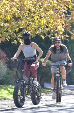 KATE HUDSON, Danny Fujikawa and Kurt Russell Rides Their Bicycles Out in Brentwood 10/29/2020