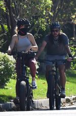 KATE HUDSON, Danny Fujikawa and Kurt Russell Rides Their Bicycles Out in Brentwood 10/29/2020