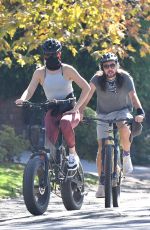 KATE HUDSON, Danny Fujikawa and Kurt Russell Rides Their Bicycles Out in Brentwood 10/29/2020