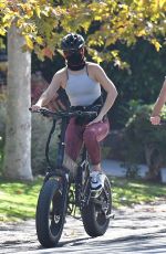 KATE HUDSON, Danny Fujikawa and Kurt Russell Rides Their Bicycles Out in Brentwood 10/29/2020