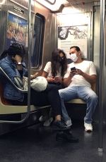 KATIE HOLMES and Emilio Vitolo Jr. Riding Downtown Subway Train in New York 10/01/2020