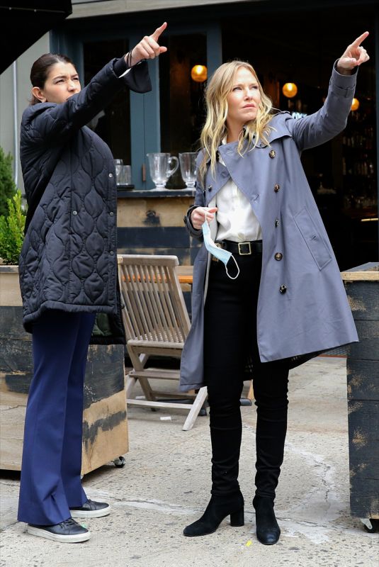 KELLI GIDDISH and Jamie Gray on the Set of Law & Order: SVU in New York 10/19/2020