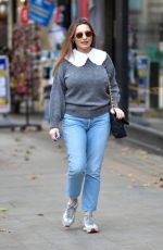 KELLY BROOK in Denim Arrives at Heart Radio in London 10/19/2020