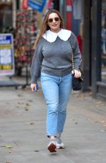 KELLY BROOK in Denim Arrives at Heart Radio in London 10/19/2020