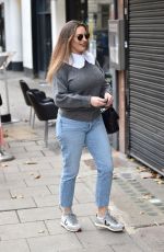 KELLY BROOK in Denim Arrives at Heart Radio in London 10/19/2020