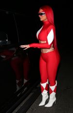 KYLIE JENNER as Power Ranger Arrives at Halloween Party in Beverly Hills 10/30/2020