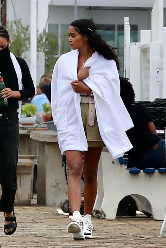 LAURA HARRIER on the Set of Her New Movie at Malibu Pier in Los Angeles 10/26/2020