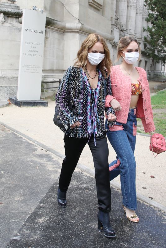LILY-ROSE DEPP and VANESSA PARADIS Leaves Chanel Fashion show at PWF in Paris 10/06/2020
