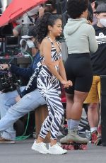 LIZA KOSHY Filming Fabletics Commercial 10/26/2020