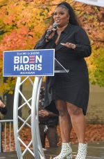 LIZZO Speak at Campaigns for Democratic Presidential Candidates Joe Biden and Kamala Harris in Detroit 10/23/2020