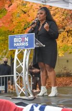 LIZZO Speak at Campaigns for Democratic Presidential Candidates Joe Biden and Kamala Harris in Detroit 10/23/2020