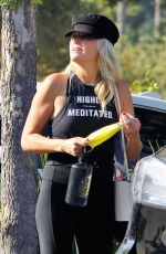 MALIN AKERMAN in Black Leggings and Tank Top Out in Los Angeles 10/06/2020