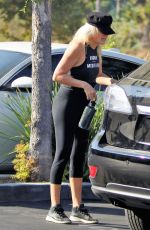 MALIN AKERMAN in Black Leggings and Tank Top Out in Los Angeles 10/06/2020