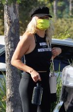 MALIN AKERMAN in Black Leggings and Tank Top Out in Los Angeles 10/06/2020