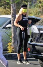 MALIN AKERMAN in Black Leggings and Tank Top Out in Los Angeles 10/06/2020