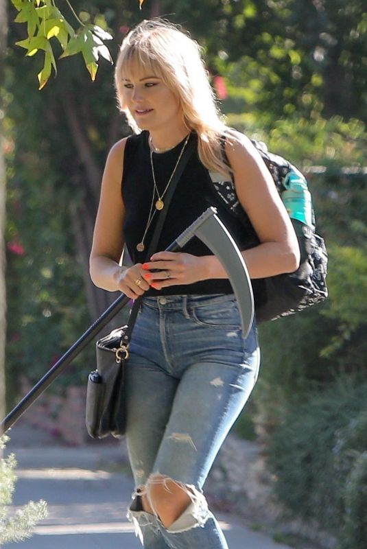 MALIN AKERMAN in Ripped Jeans Out in Los Angeles 10/30/2020