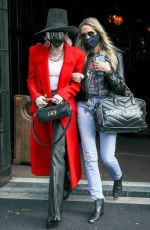 MILEY CYRUS in a Red Trench Coat Out in New York 10/02/2020