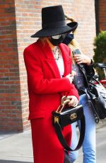 MILEY CYRUS in a Red Trench Coat Out in New York 10/02/2020