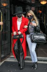 MILEY CYRUS in a Red Trench Coat Out in New York 10/02/2020