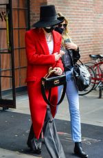 MILEY CYRUS in a Red Trench Coat Out in New York 10/02/2020