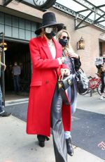 MILEY CYRUS in a Red Trench Coat Out in New York 10/02/2020