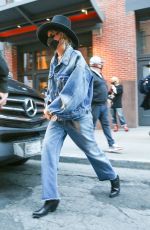 MILEY CYRUS in Double Denim Out and About in New York 10/02/2020