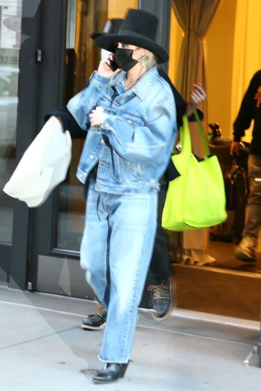 MILEY CYRUS in Double Denim Out and About in New York 10/02/2020