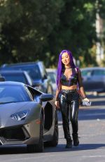 NIKITA DRAGUN Out with Her Lamborghini in Hollywood 10/26/2020