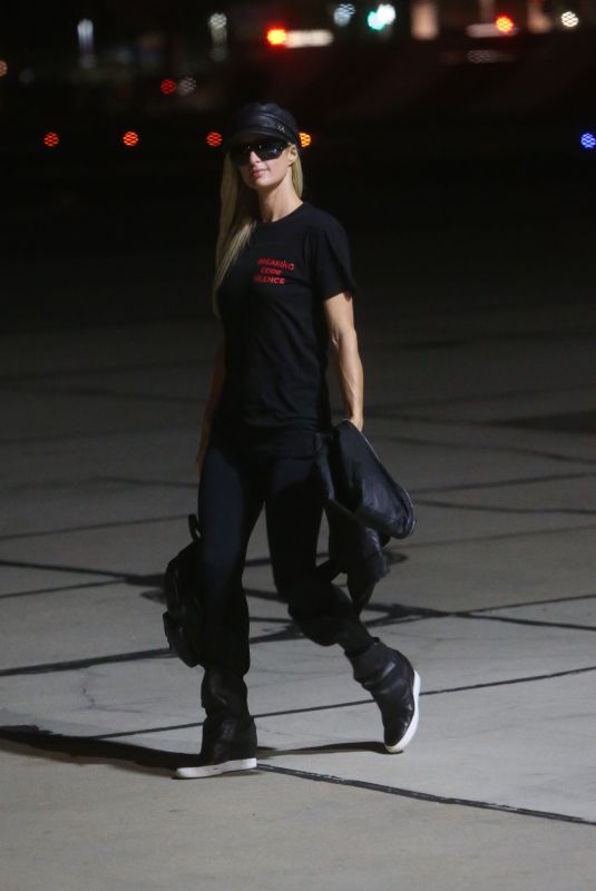 PARIS HILTON All in Black Arrives in Los Angeles 10/09/2020