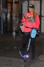 PARIS HILTON Out Riding a Scooter in New York 10/30/2020
