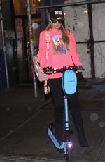 PARIS HILTON Out Riding a Scooter in New York 10/30/2020
